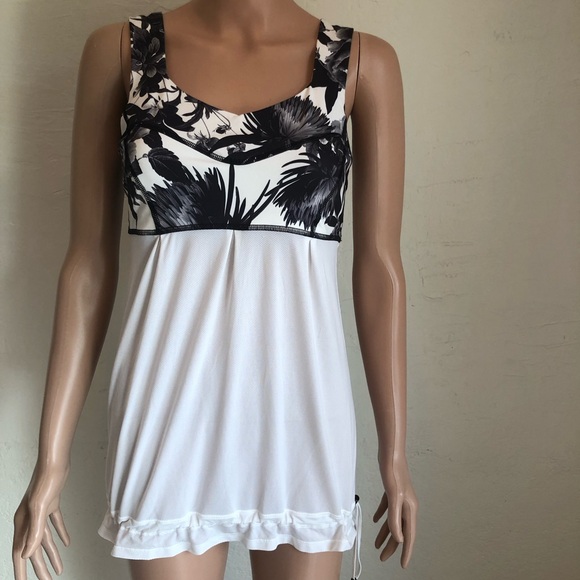 Lululemon Athletica Brisk Bloom Tame Me White/Black Tank-Top Women’s Size 6 - Picture 2 of 16